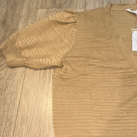 🆕🌹2/$20🌹Women’s Puff Sleeve Cardigan Sweater Brown Time and Tru XL 16 18 NWT - Picture 9 of 11